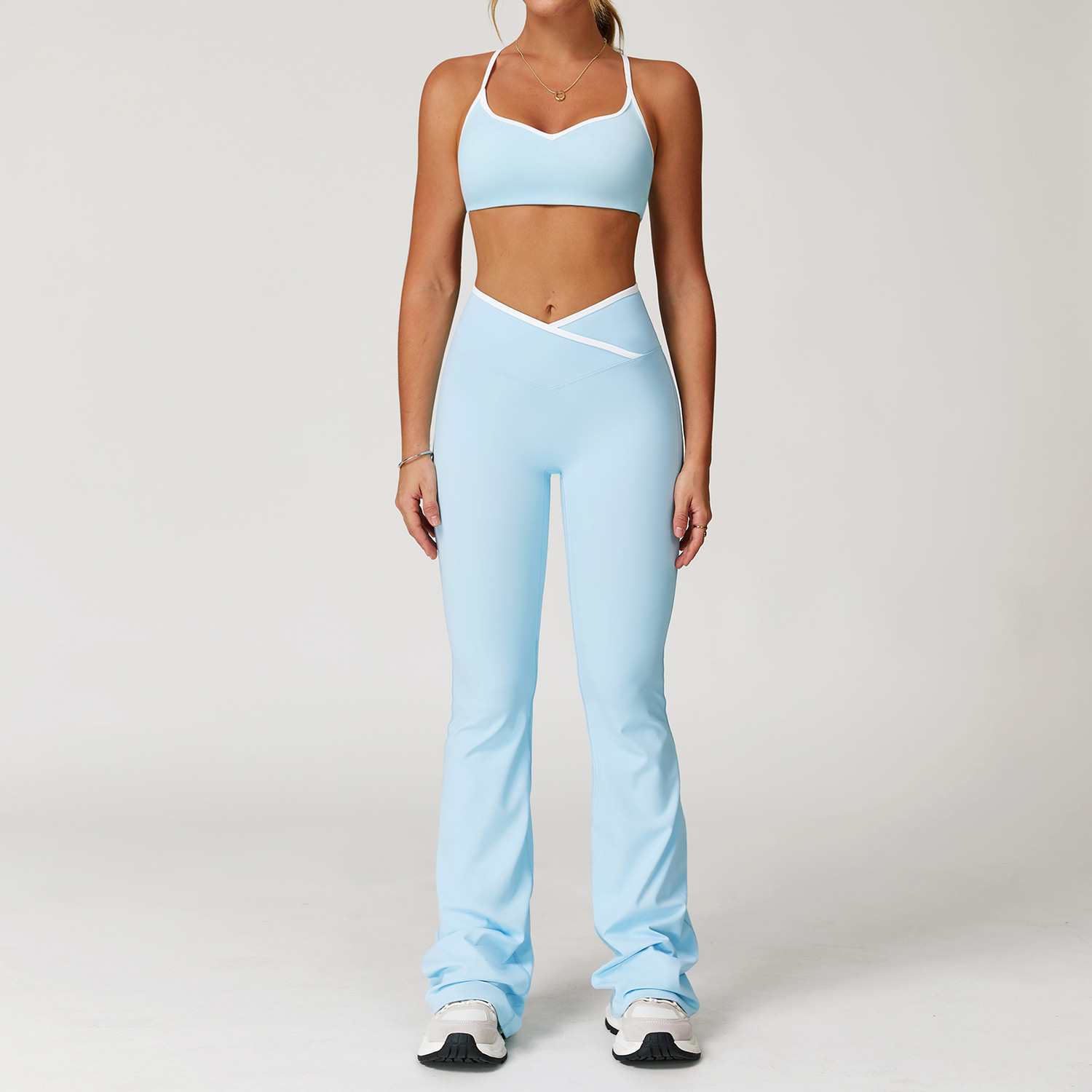  Women's 3 Options Bra & High-Waist Sports Pants Yoga Set 9253