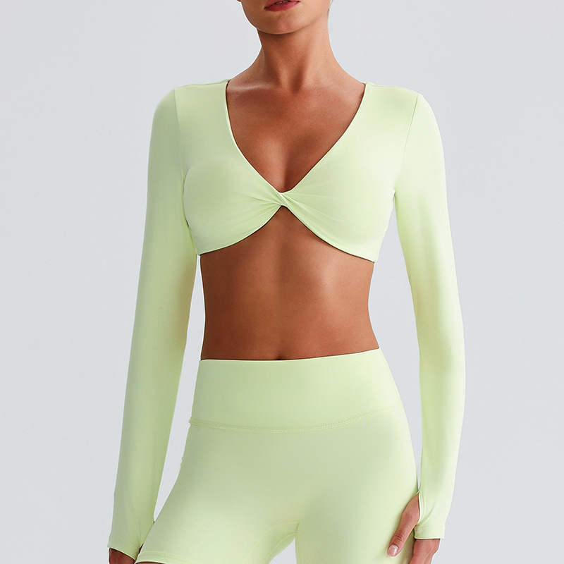  Knot Long - Sleeve Yoga Bra  Sports Bras Come With Chest Pads SKL-LQ8019