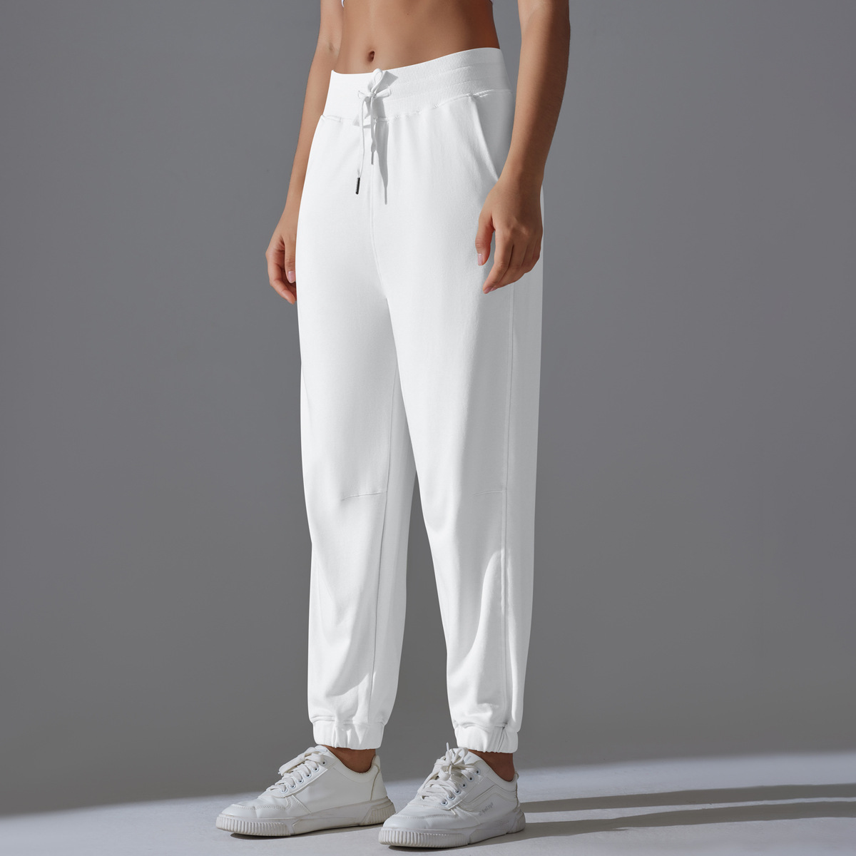  Drawstring Cuffed Pants Casual Loose Fit Sports Pants 7048
