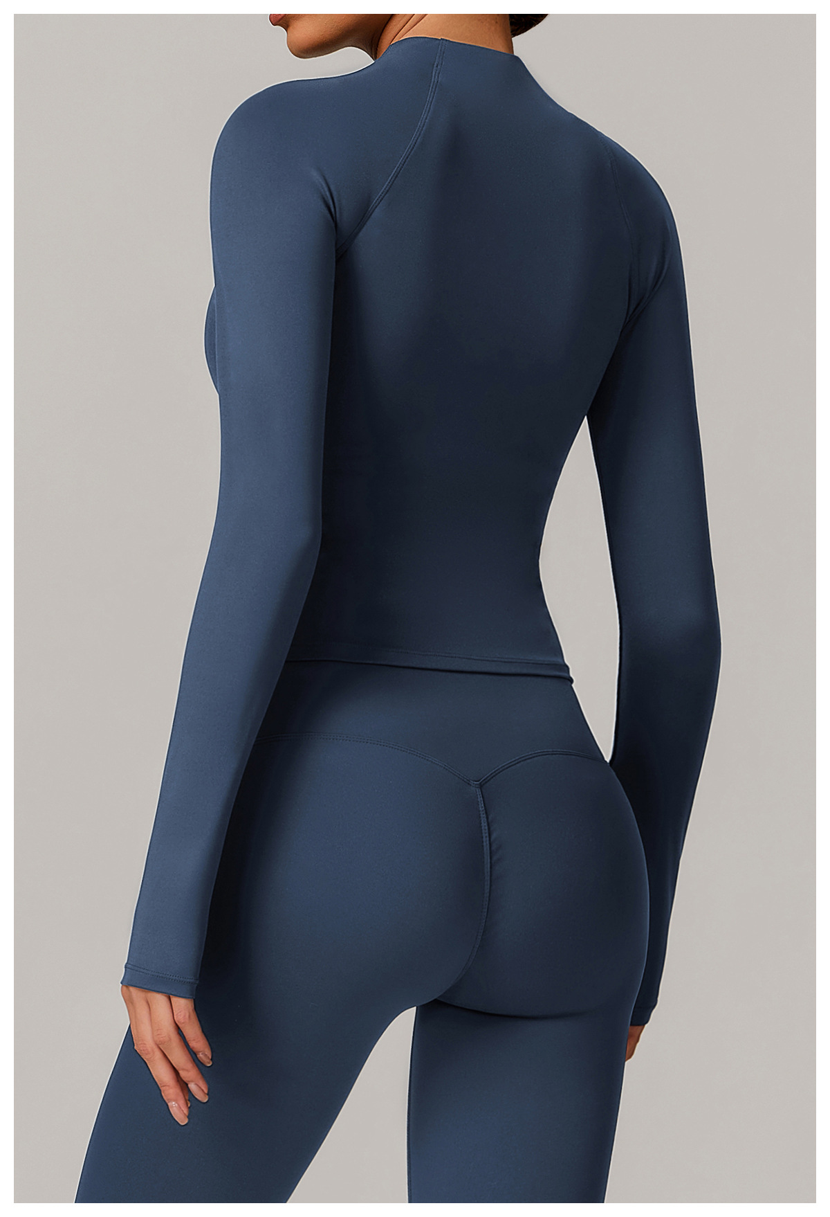 Soft Fabric Long Sleeves Stand Collar Yoga Top 9141