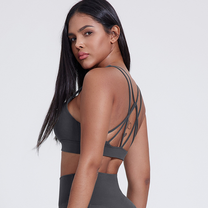 Women's Nude Cross-shaped Beautiful Back Sports Underwear Bra SKL-LQ5016