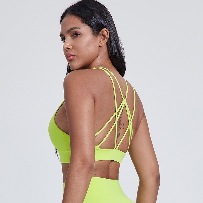 Women's Nude Cross-shaped Beautiful Back Sports Underwear Bra SKL-LQ5016