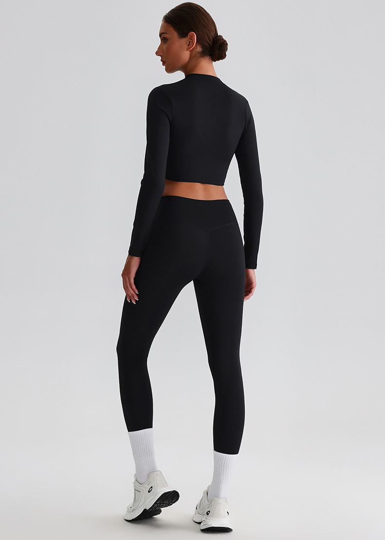 Flare Leggings And Knot Long - Sleeve Yoga Bra Set SKL-LQ0122