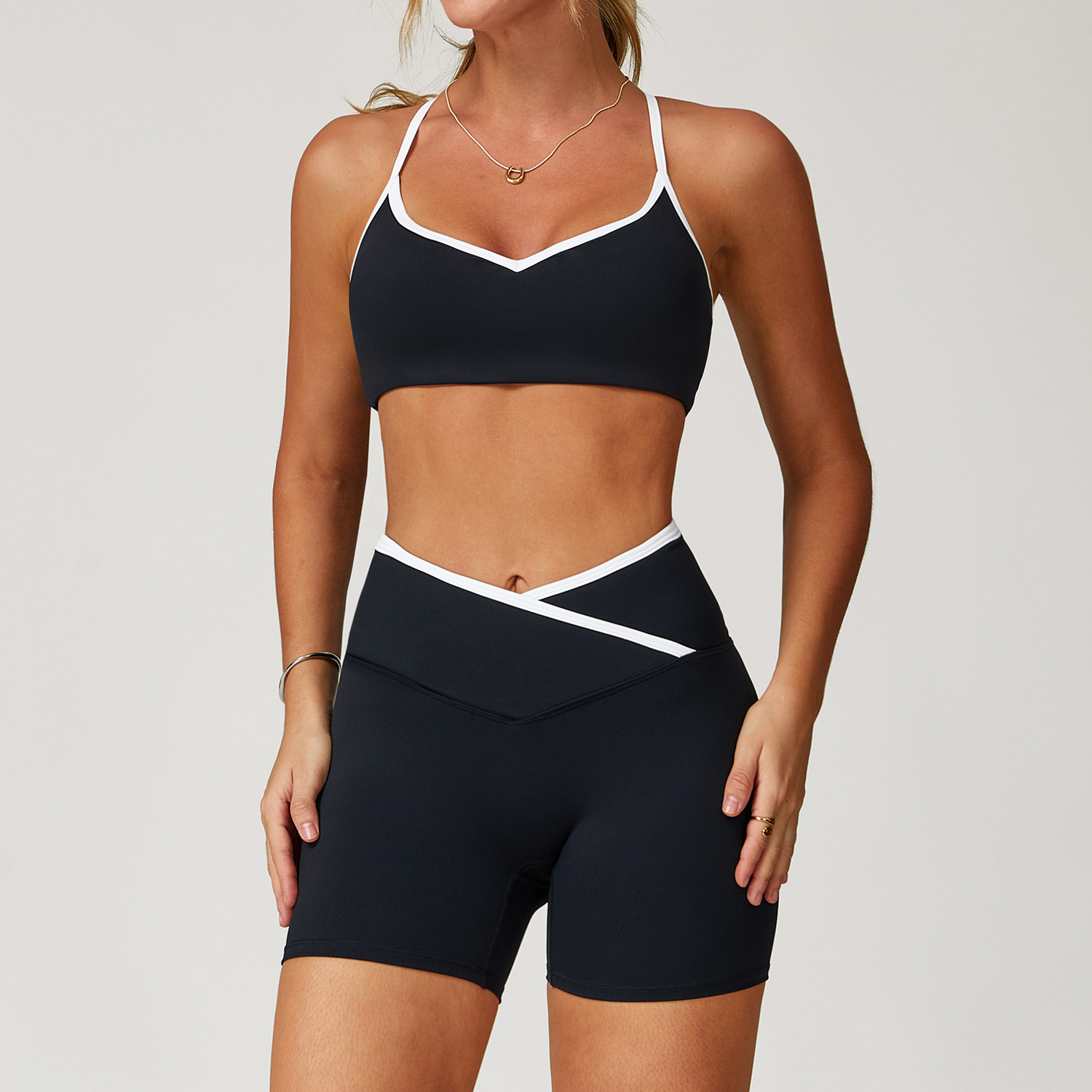  Women's 3 Options Bra & High-Waist Sports Pants Yoga Set 9253