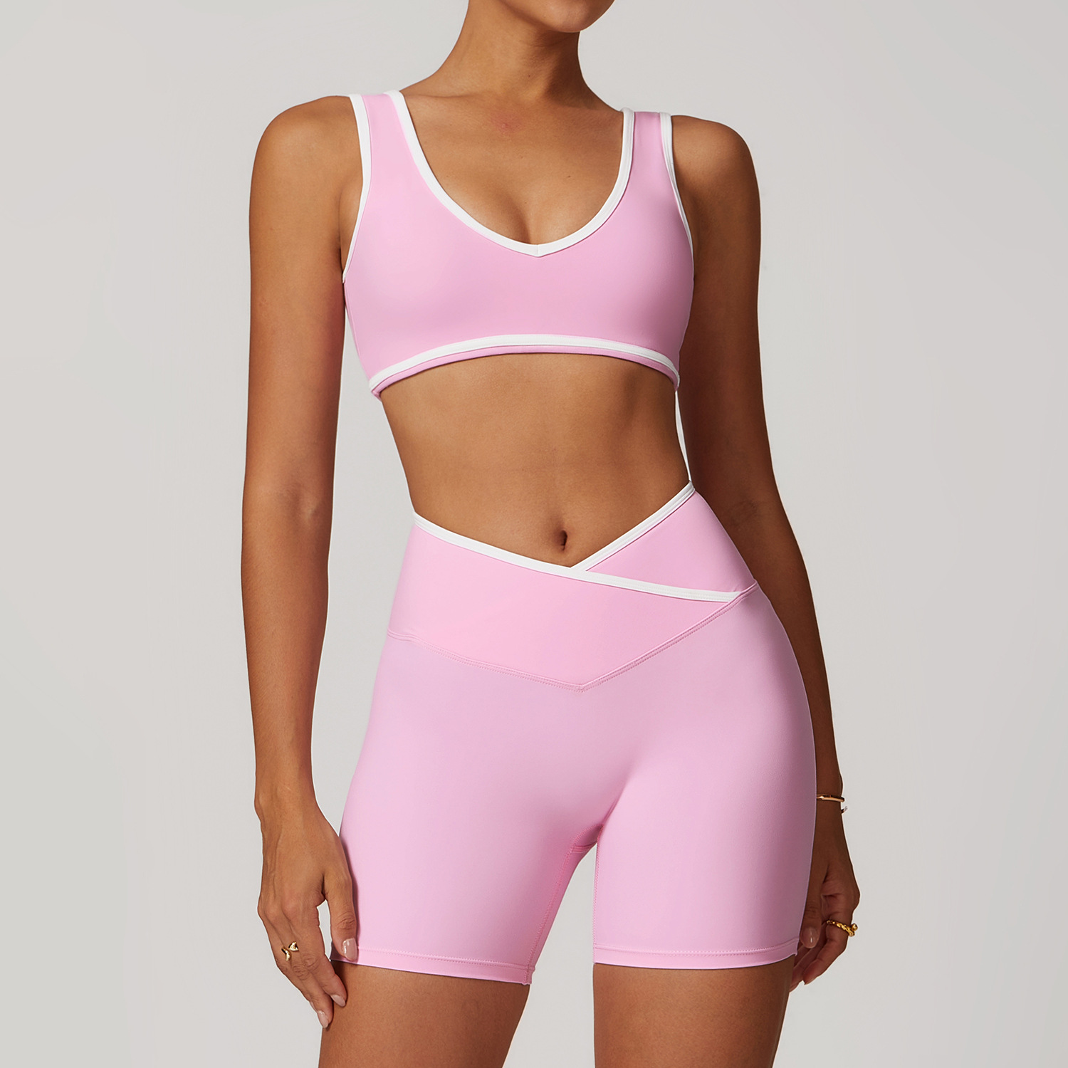 Crossed High-Waist Sports Bra Set 8843