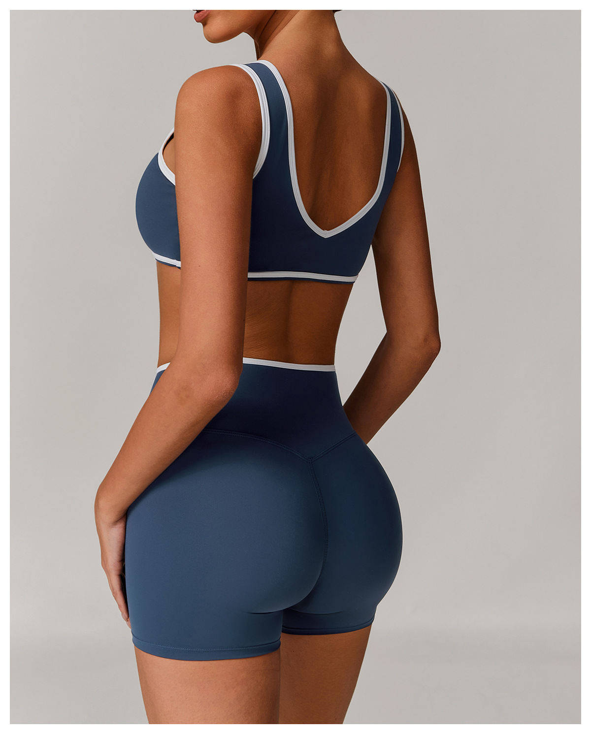 Soft Fabric Contrast Binding Yoga Bra 8843