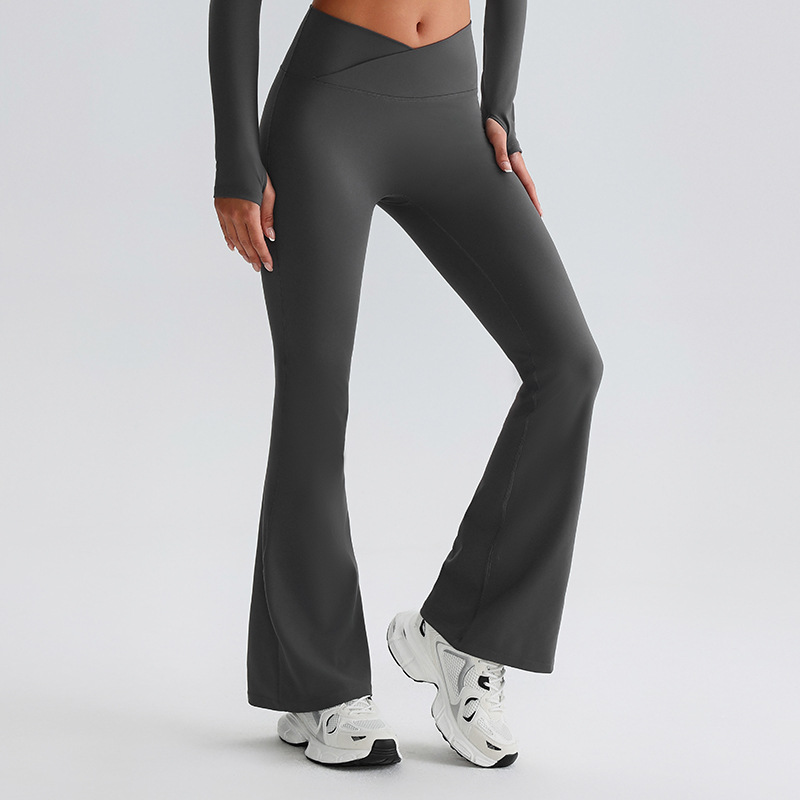 Crossed Waists Yoga Pants Breathable Flared Leggings SKL-LQ8007