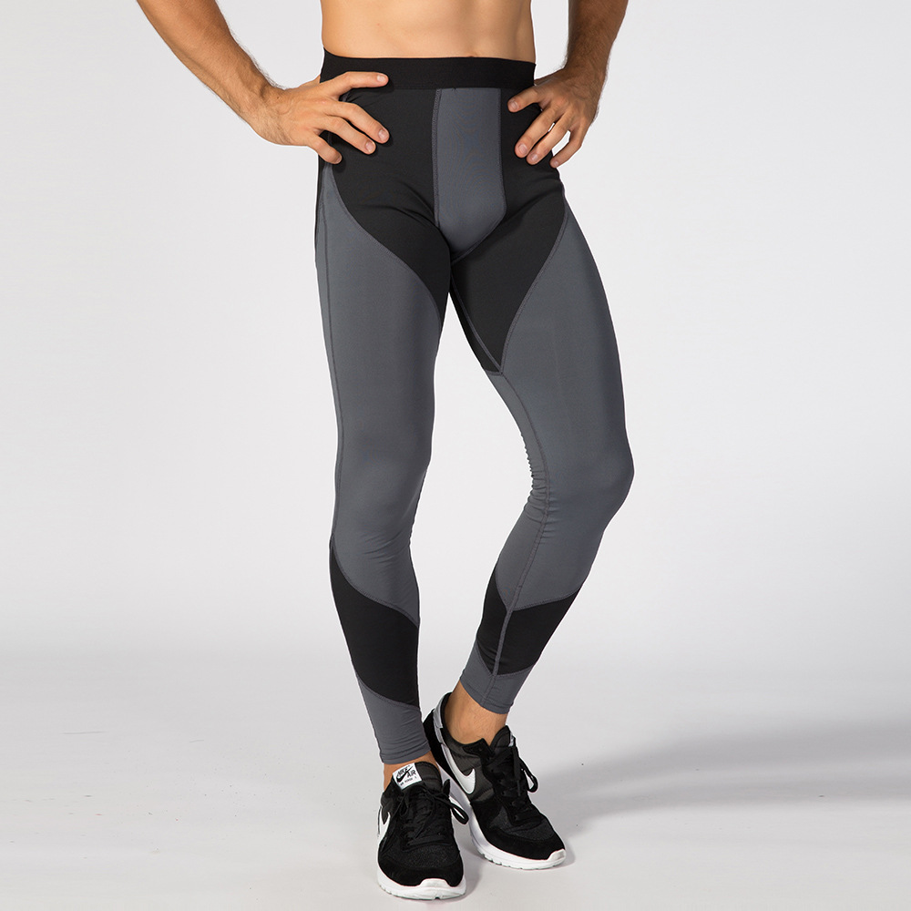 Men's High Elastic Contrast Color Block Fitness Pants 4030