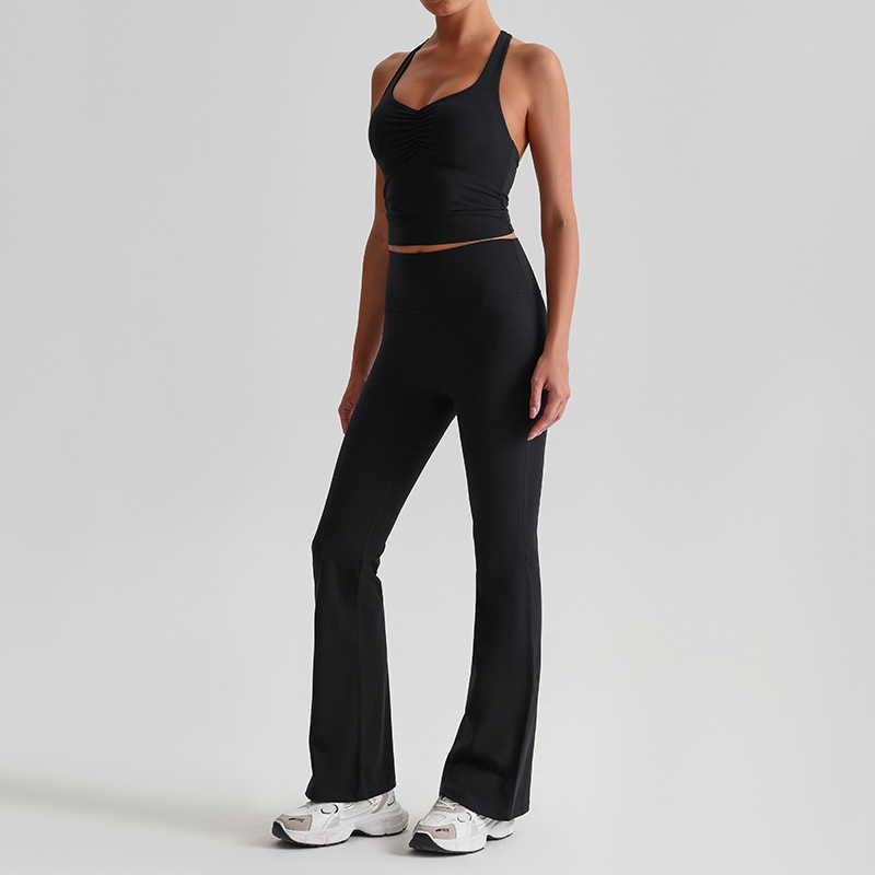  High-waisted Tight-fitting Nude Wide-leg Leggings And Beautiful Back Yoga Wear SKL-LQ8958