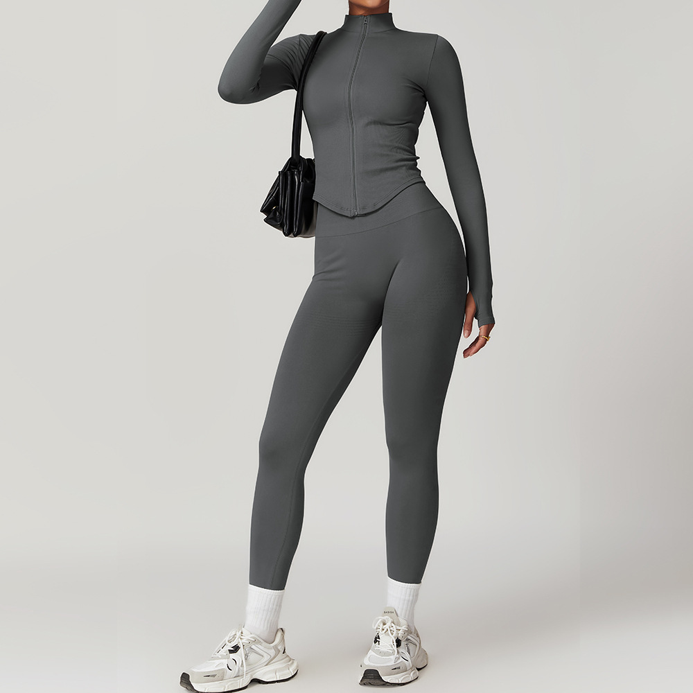  Seamless Leggings and Coat Yoga Set 7725