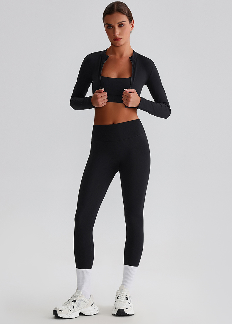 Flare Leggings And Knot Long - Sleeve Yoga Bra Set SKL-LQ0122
