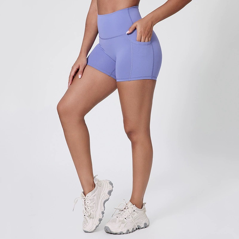 Women Three-inch Pocket Pants High-waisted Hip-lifting Outside Sports Pants SKL-LQ5025