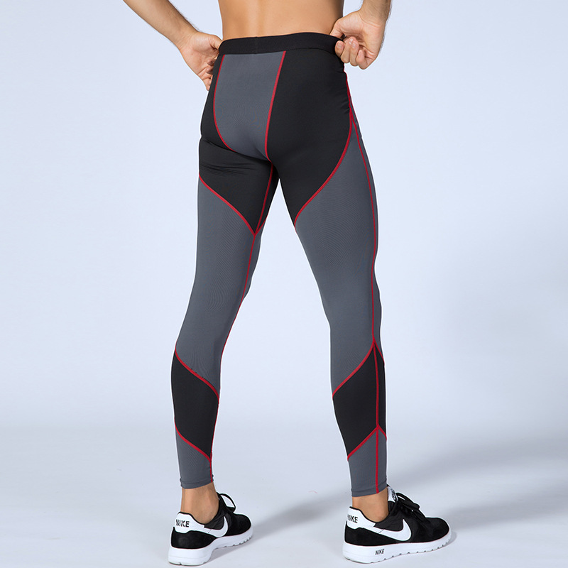 Men's High Elastic Contrast Color Block Fitness Pants 4030