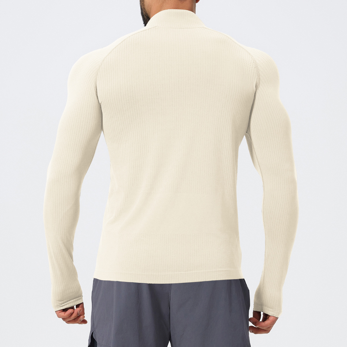 Slim Fit Men's Seamless Long Sleeve Tops with Zipper 1058-1