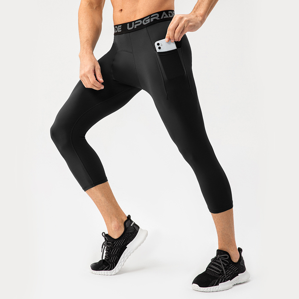 Men's High Elastic Quick Dry Fitness Pants with Pockets 21337