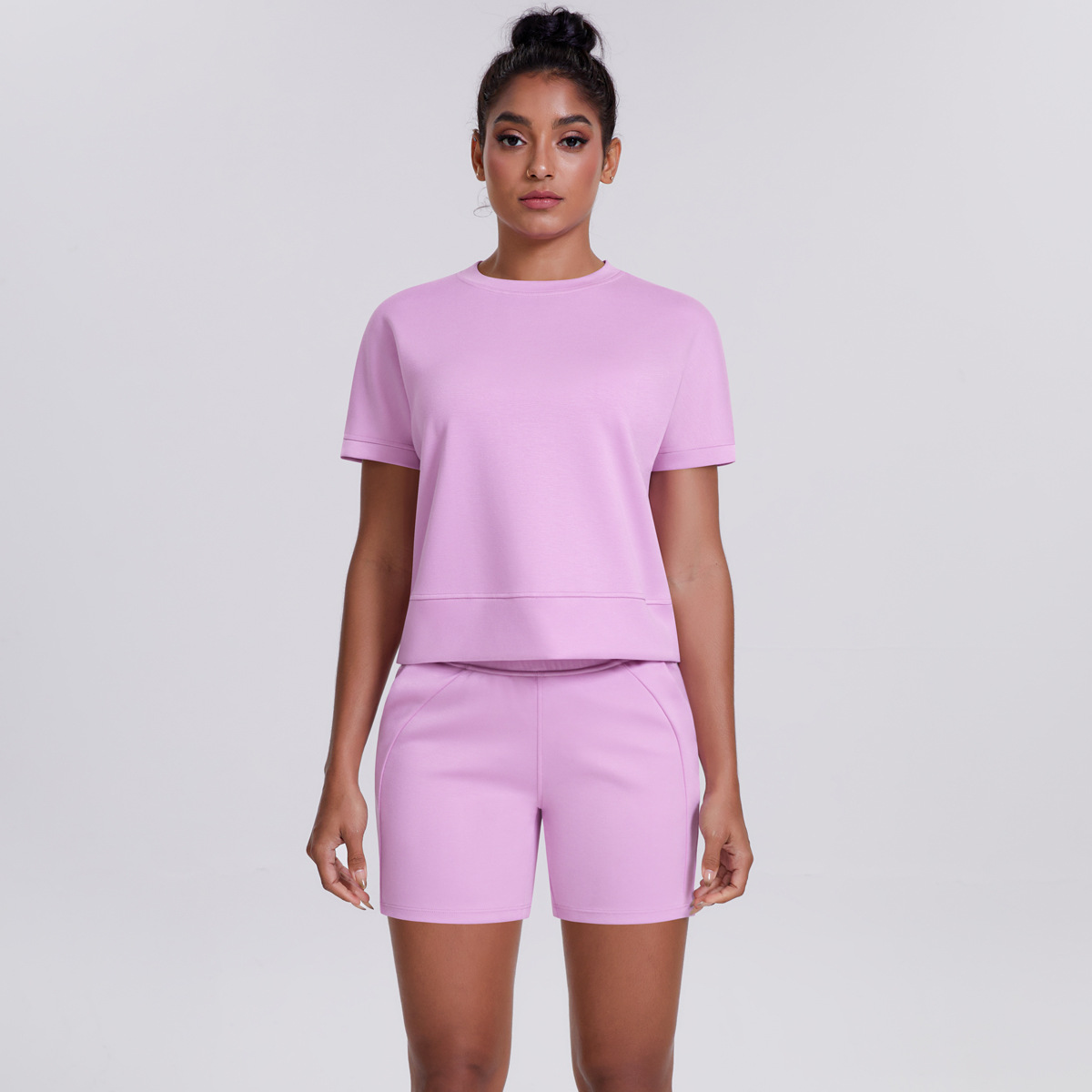  Round-Neck Sports Short-Sleeve Fitness Yoga Wear Set T25B2071