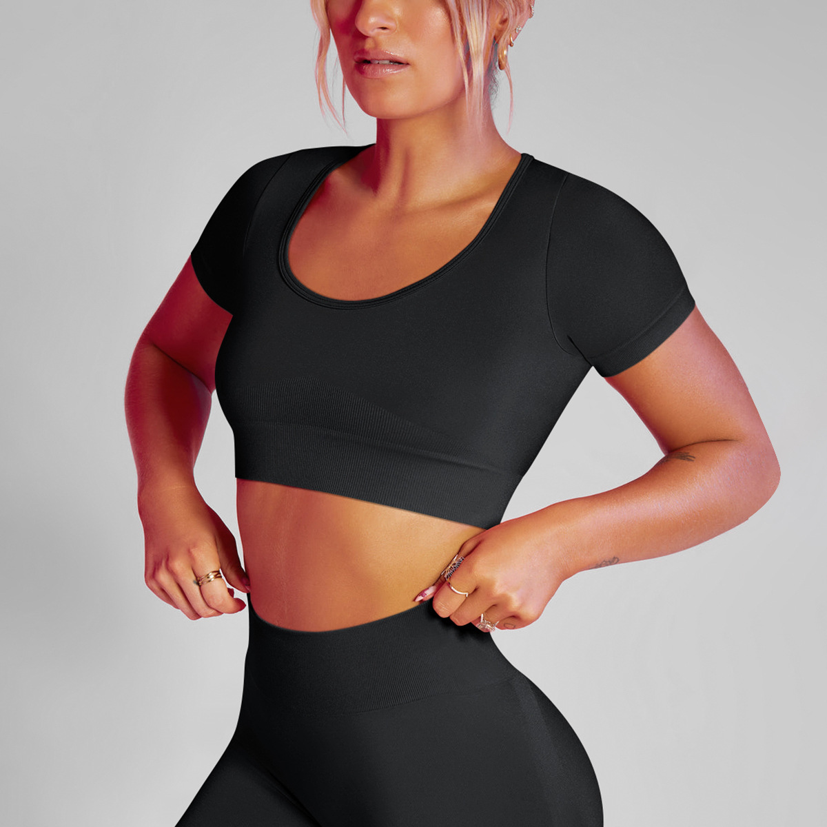 Breathable and Sweat-absorbent Sports Fitness Short-sleeved Vest 6601
