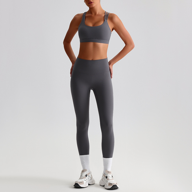 Crossed Beautiful Back Bra Running And Fitness Suit Leggings Set SKL-LQ8635