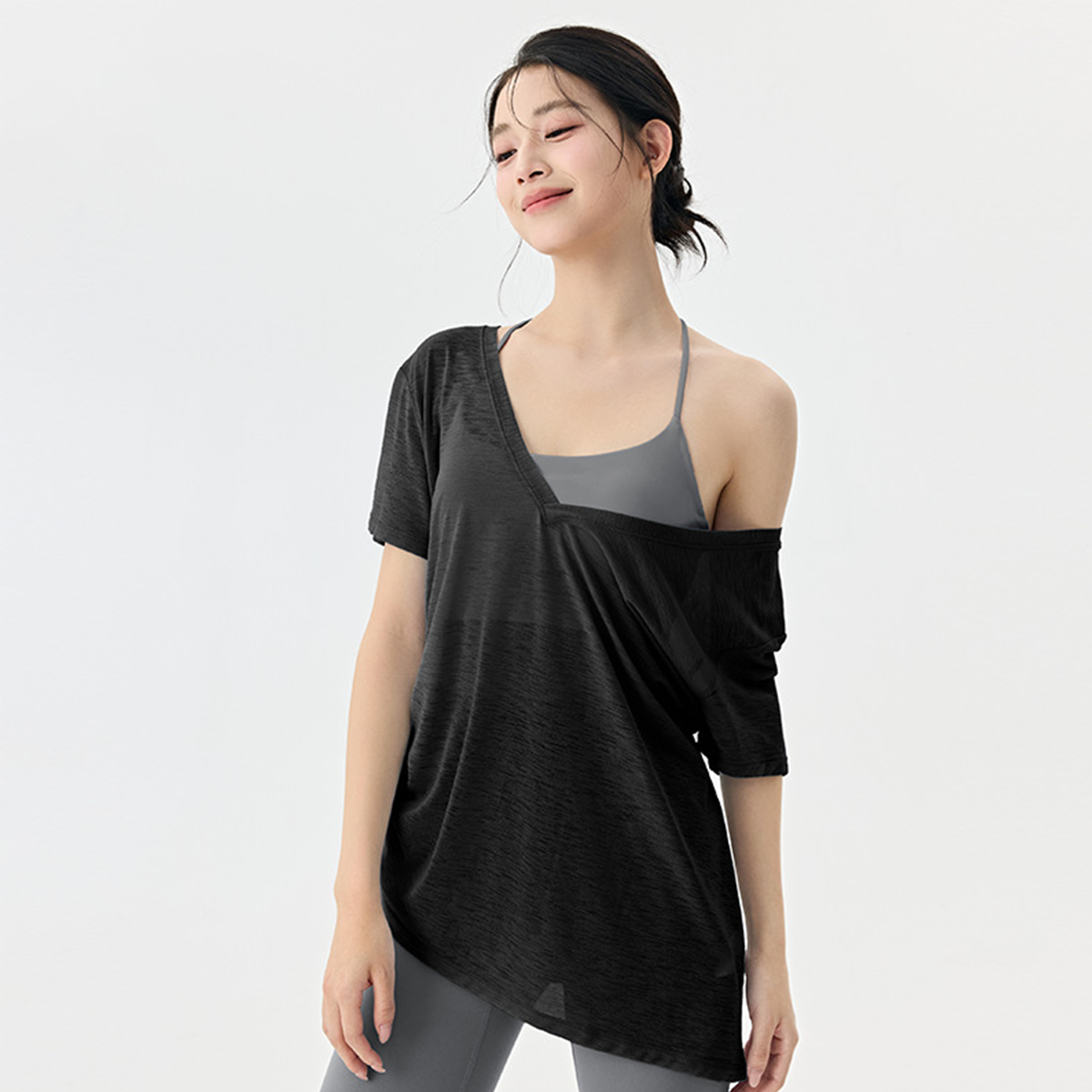 Loose  Breathable Yoga Short-Sleeve Cover-Up DWA115543