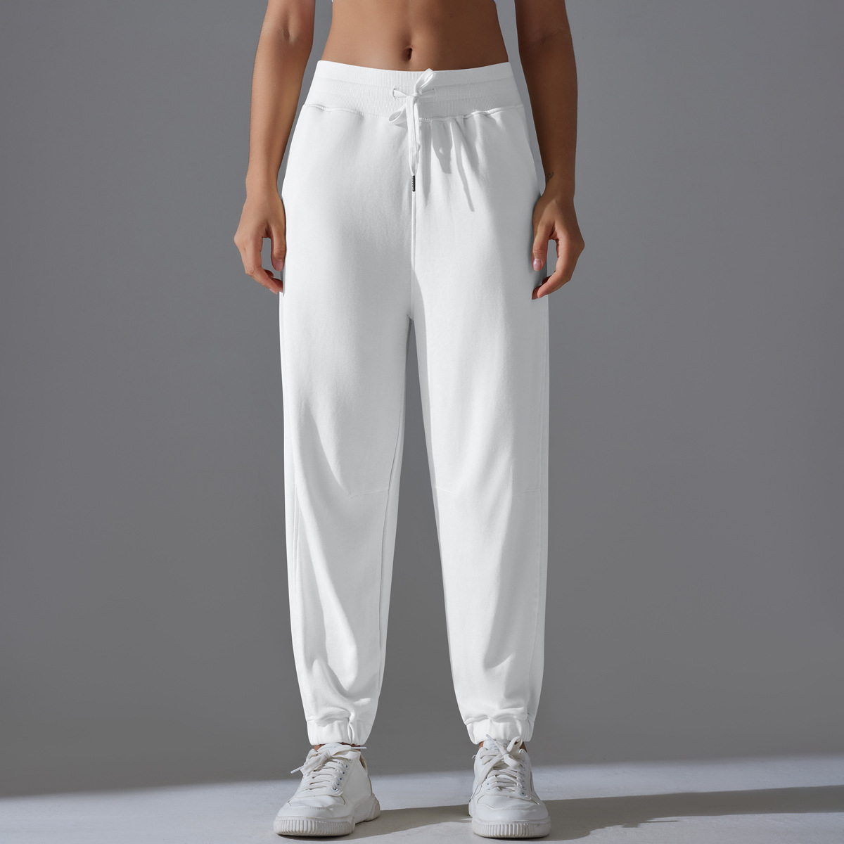  Drawstring Cuffed Pants Casual Loose Fit Sports Pants 7048