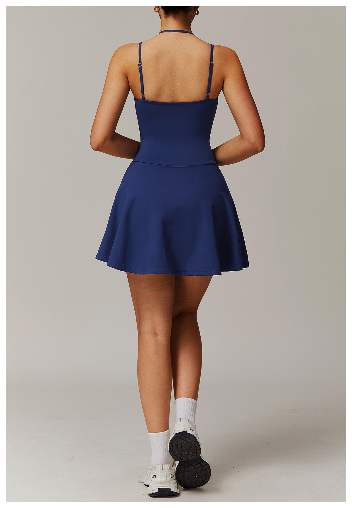 Soft Fabric Mock Two Pieces Tennis Dress With Side Pockets 9172