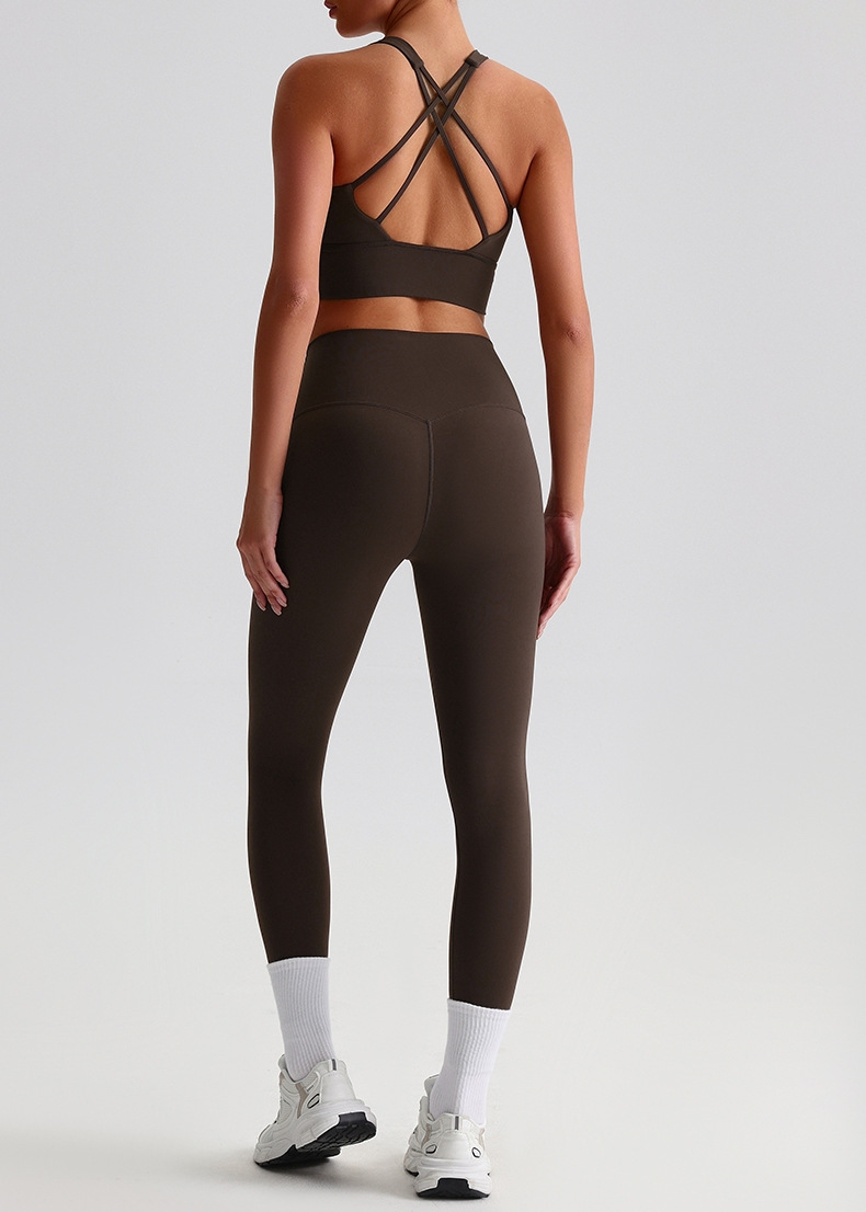 Fitness Sports Leggings And Crossed Beautiful Bra With Pads Set SKL-LQ8697