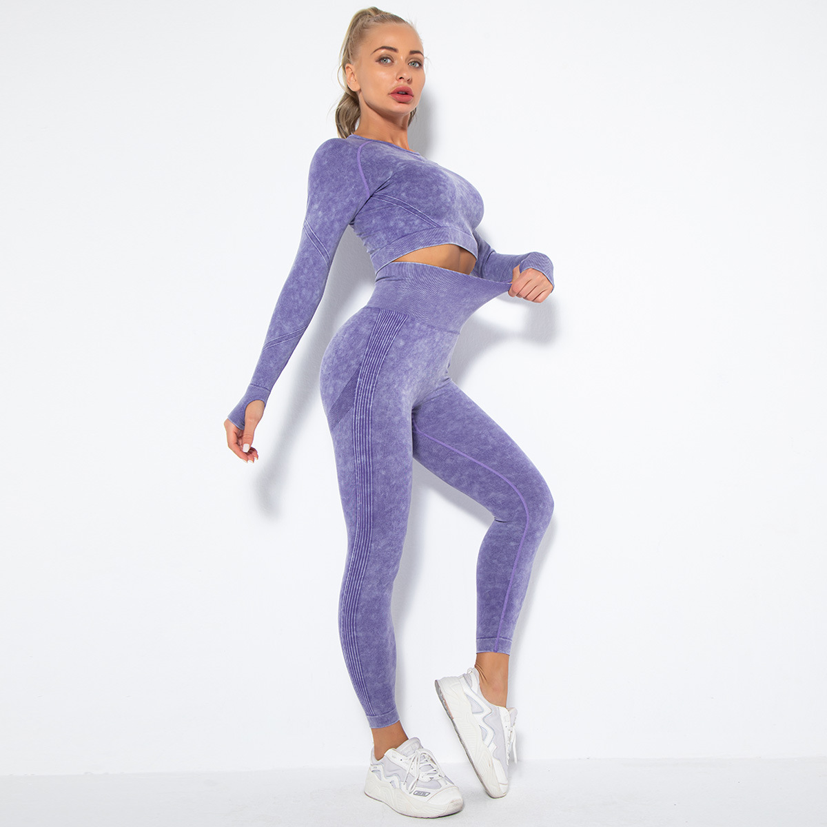  Long-Sleeve Tight Tie-Dye Yoga Wear Set 6500