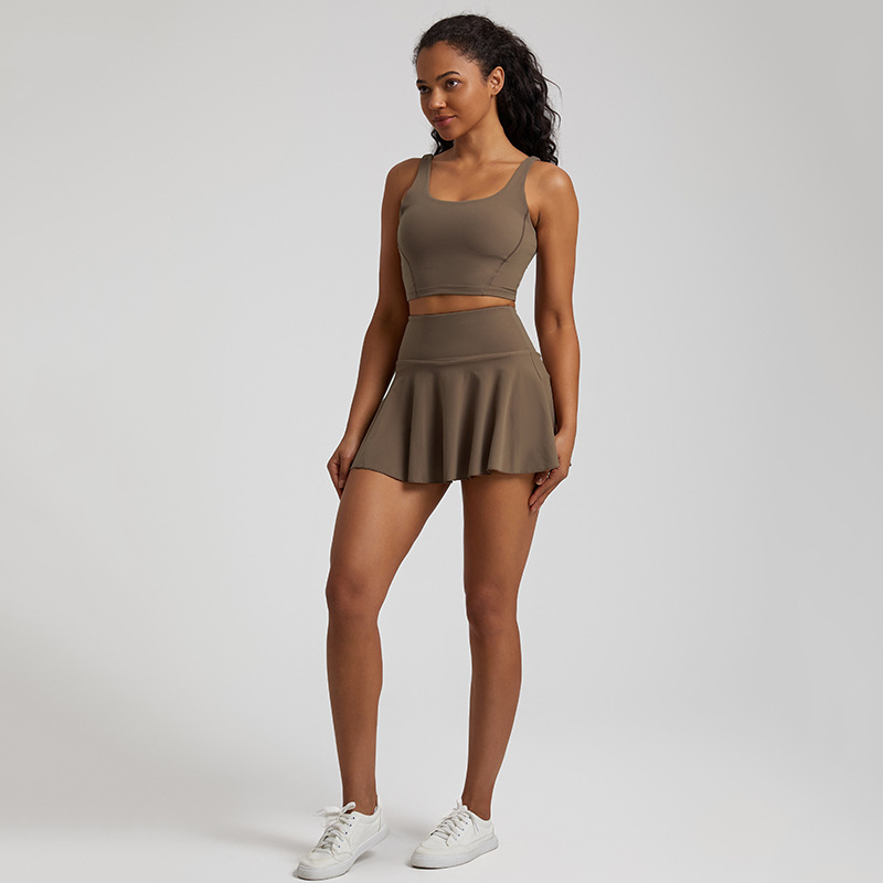 Sports Tennis Skirt Prevent Exposure Nude Yoga Short Skirt Set SKL-LQ7731