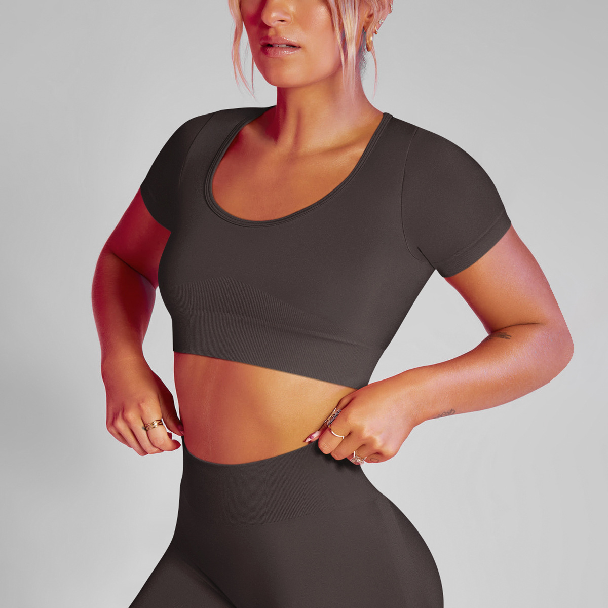 Breathable and Sweat-absorbent Sports Fitness Short-sleeved Vest 6601