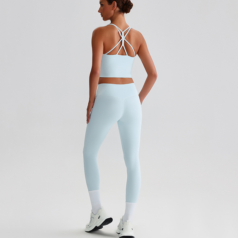  Cross Sports Bra Fitness Wear Running Leggings Yoga Pants Yoga Set SKL-LQ0121