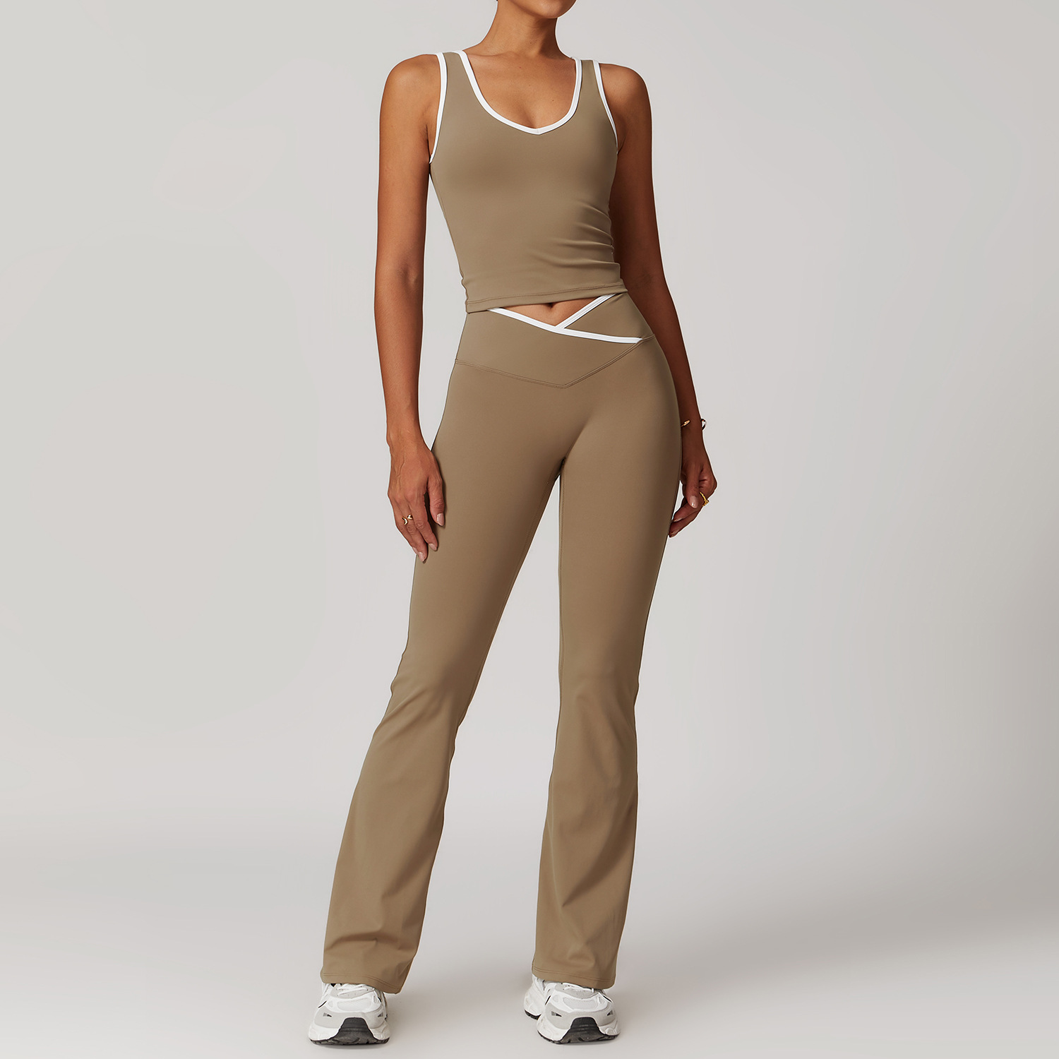 Crossed High-Waist Sports Vest Set 8843