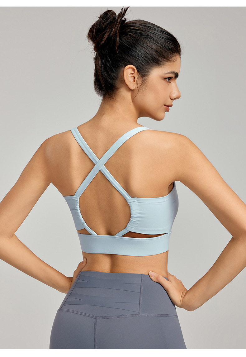 Front-Pleated Back-Cross Yoga Sports Bra DWB115019