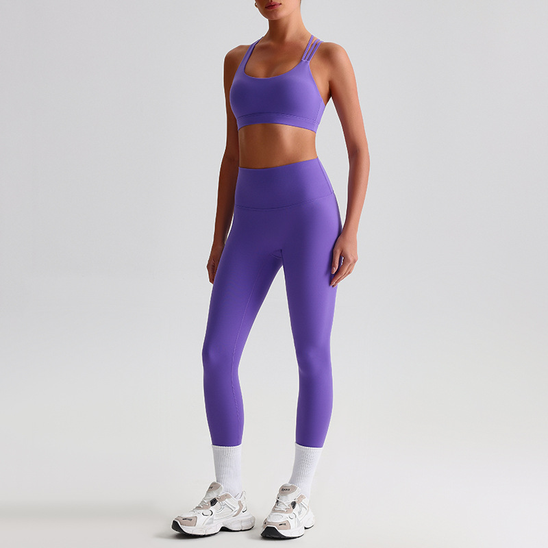 Crossed Beautiful Back Bra Running And Fitness Suit Leggings Set SKL-LQ8635