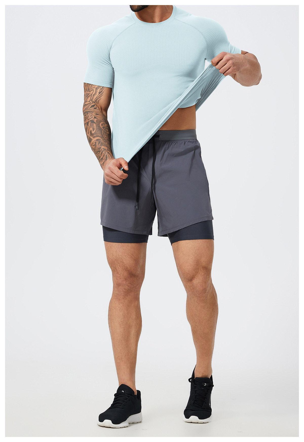 Slim Fit Men's Seamless Short  Sleeves 1058