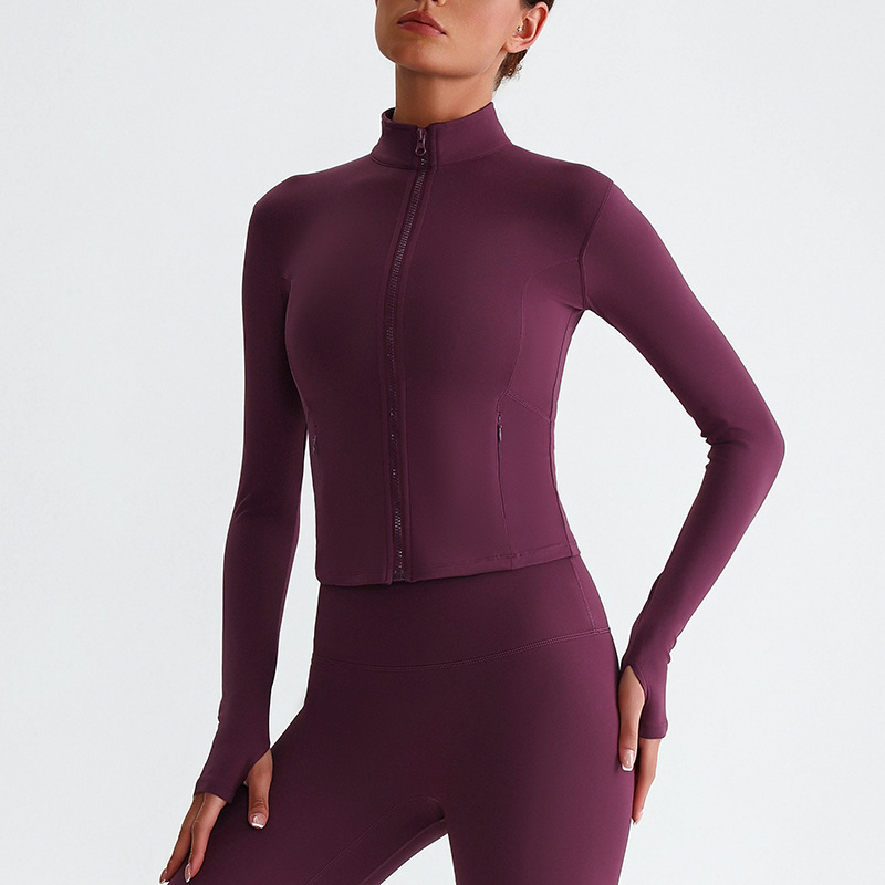 Zipper Outdoor Running  Sports Yoga Jacket Long-sleeved Coat SKL-LQ8018