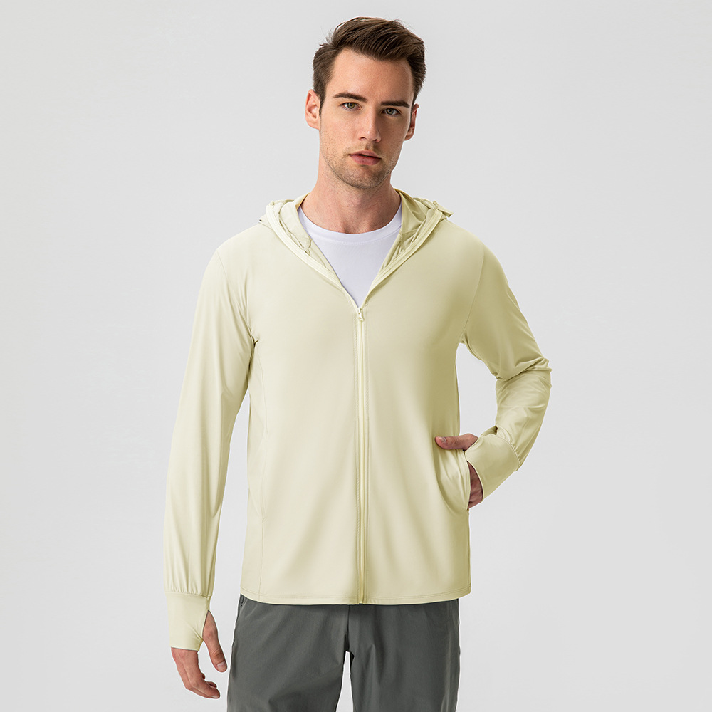 Men's Ice Silk Hooded Long Sleeve Sun Protective Sweatshirt 22620