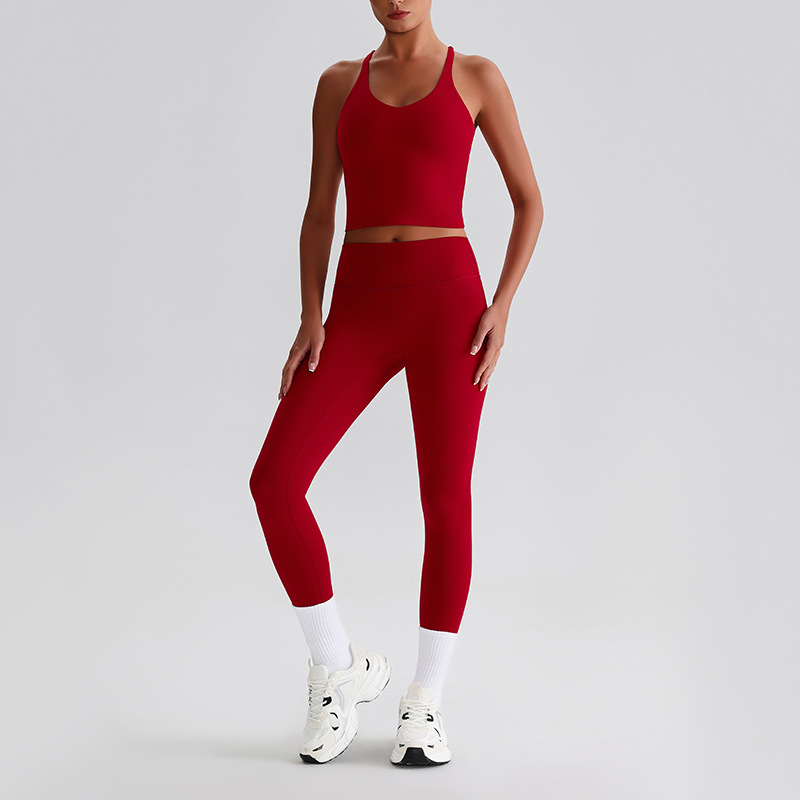 Women's Plus-size Tight Sports Leggings And Bra With Padded Outdoor Running And Fitness Wear Two-piece set SKL-LQ0128