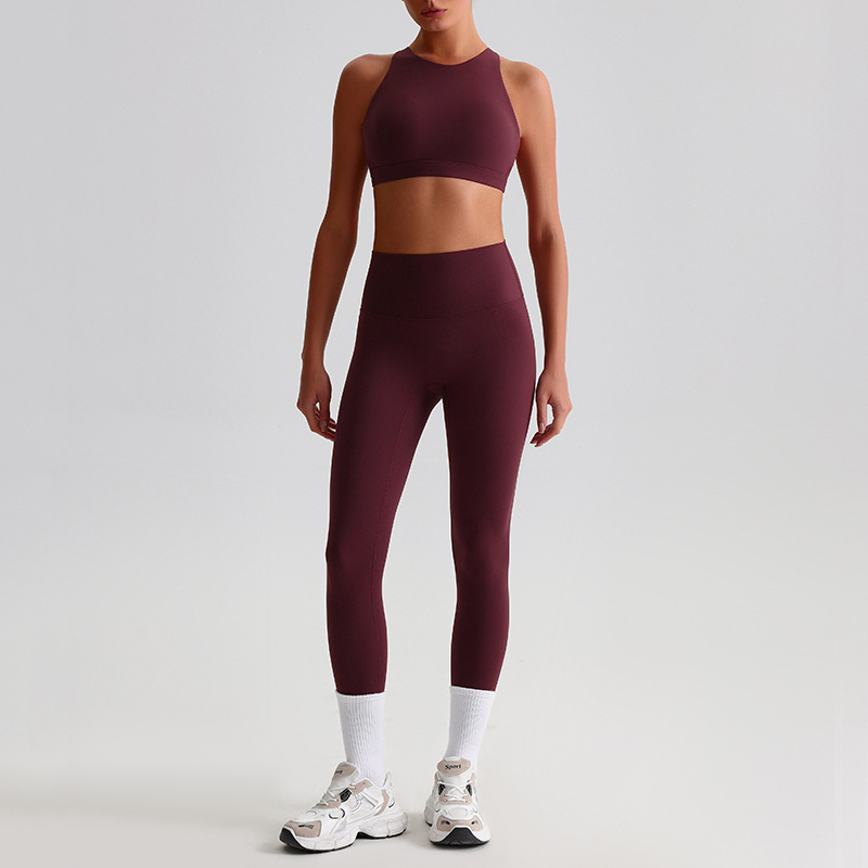 Crossed Beautiful Back Bra Running And Fitness Suit Leggings Set SKL-LQ8698