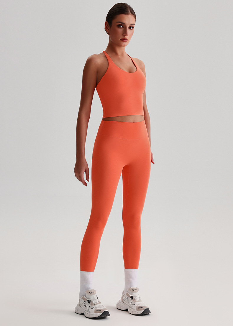 Women's Plus-size Tight Sports Leggings And Bra With Padded Outdoor Running And Fitness Wear Two-piece set SKL-LQ0128