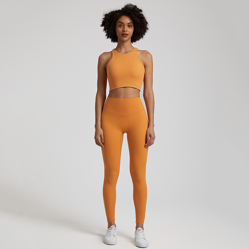 Women's Elastic Beautiful Back Yoga Set Leggings With Beautiful Back Bra SKL-LQ3332