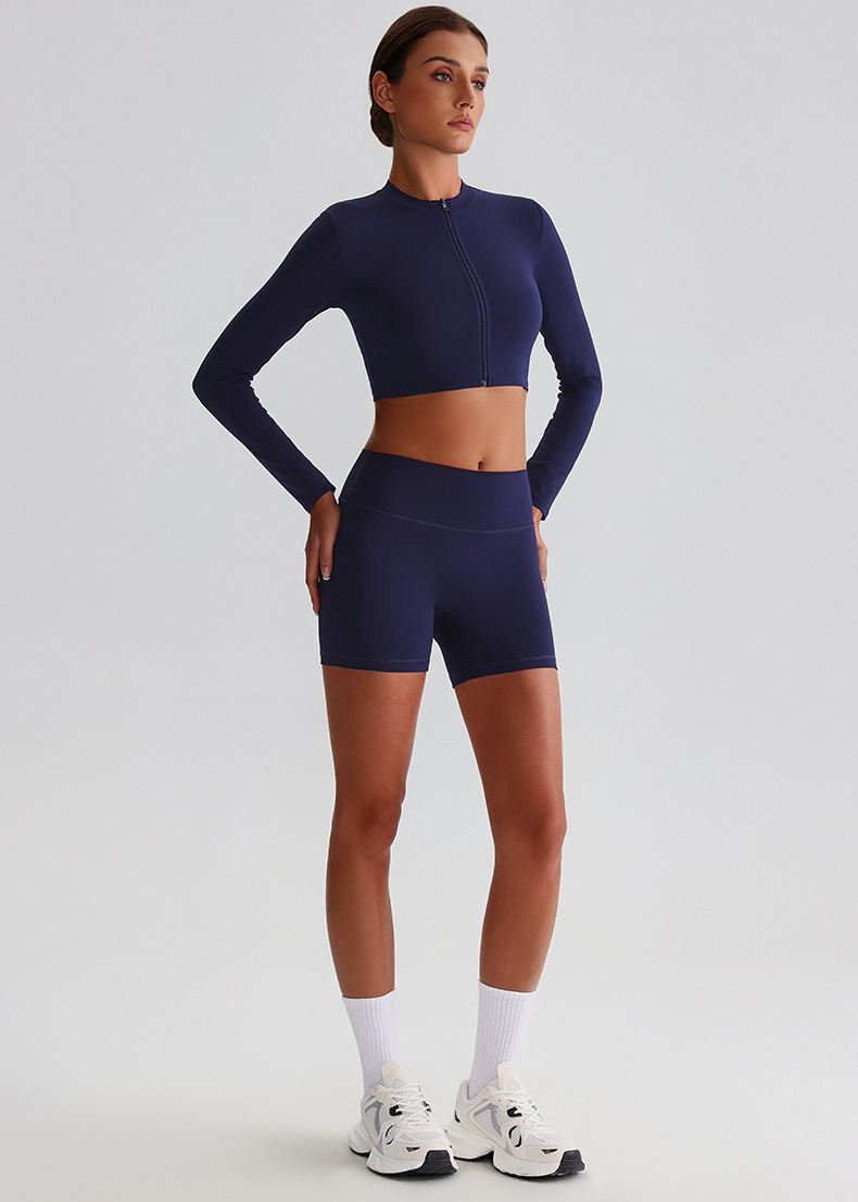 Zipper Yoga Jacket Crop Tight Yoga Sports Cycling Pants Yoga Set SKL-LQ0322