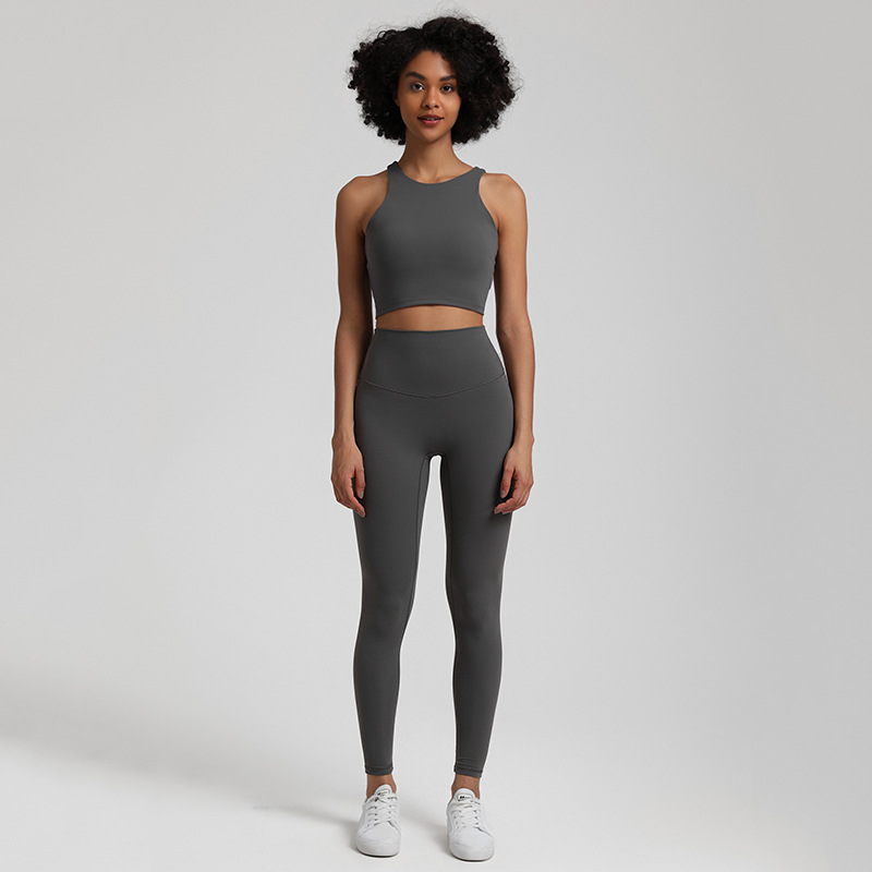 Women's Elastic Beautiful Back Yoga Set Leggings With Beautiful Back Bra SKL-LQ3332