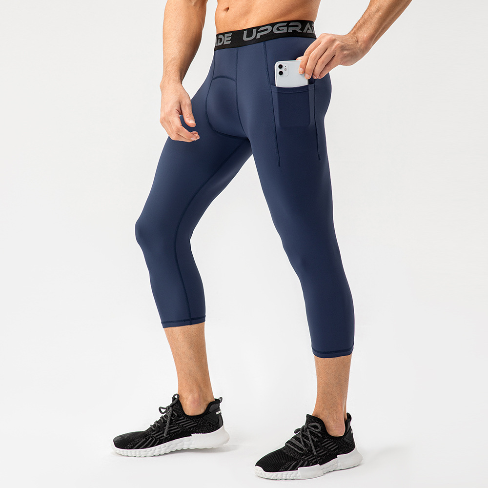 Men's High Elastic Quick Dry Fitness Pants with Pockets 21337