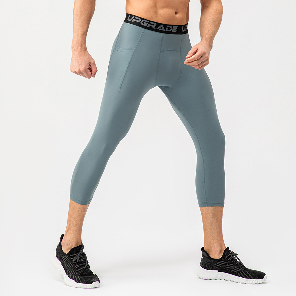 Men's High Elastic Quick Dry Fitness Pants with Pockets 21337