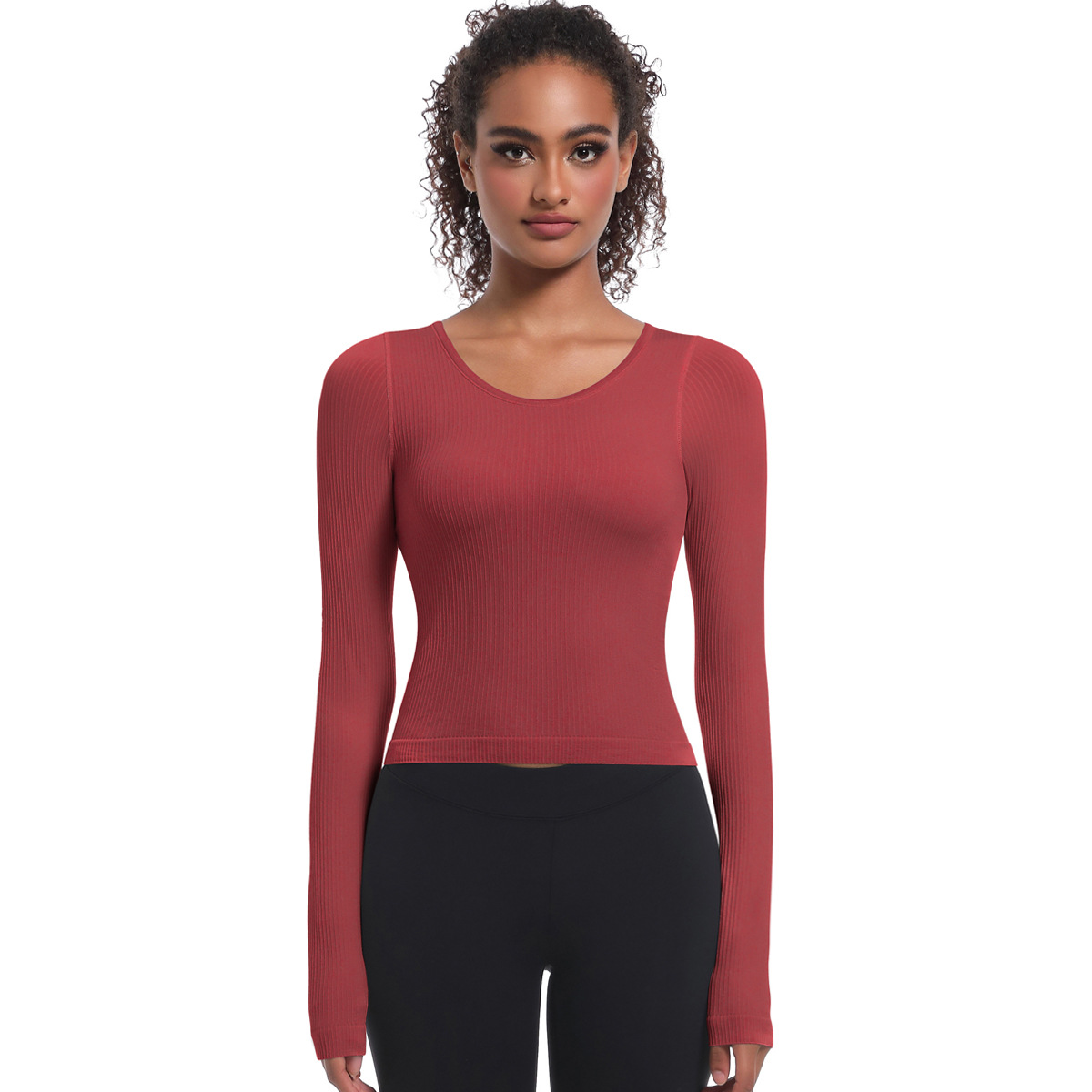  Tight-Fit Long-Sleeve Sports Fitness Top 6670