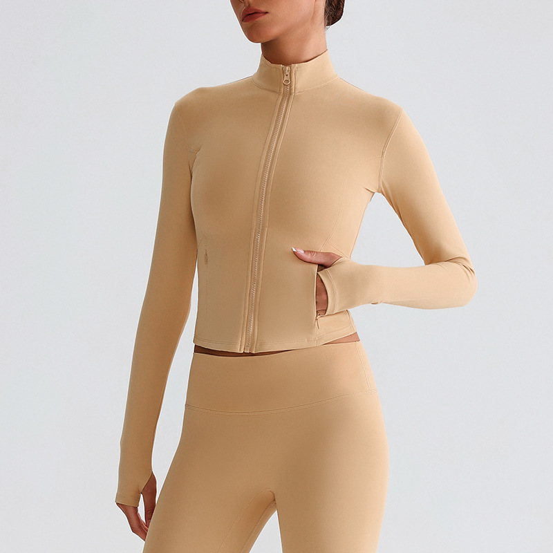 Zipper Outdoor Running  Sports Yoga Jacket Long-sleeved Coat SKL-LQ8018