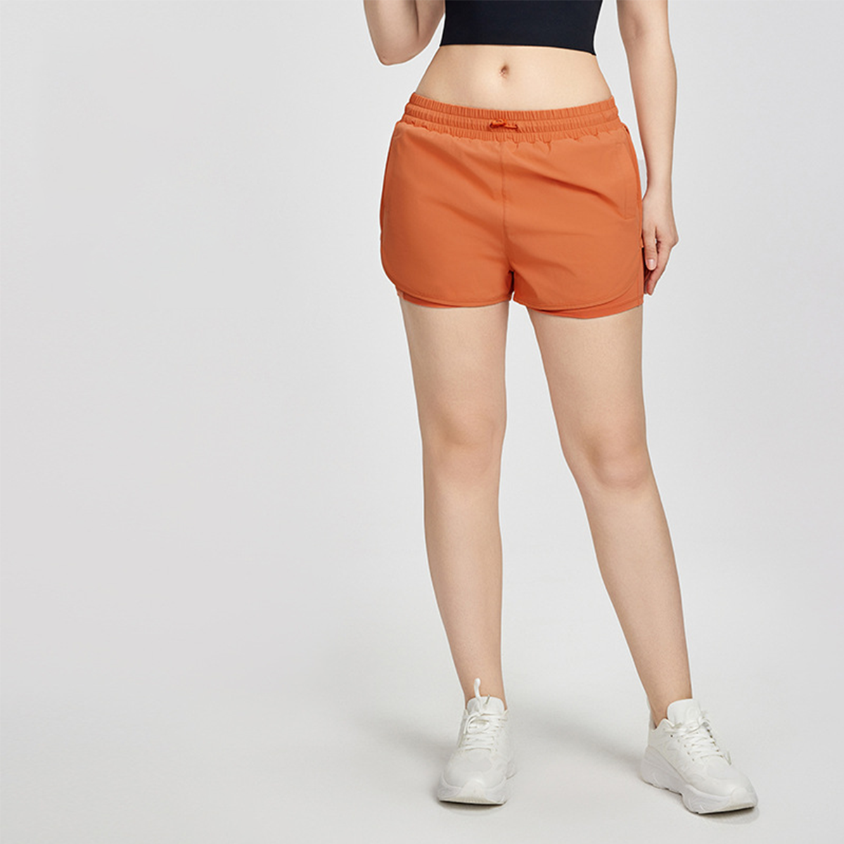 Plus-Size Drawstring Athletic Shorts  DWH215431