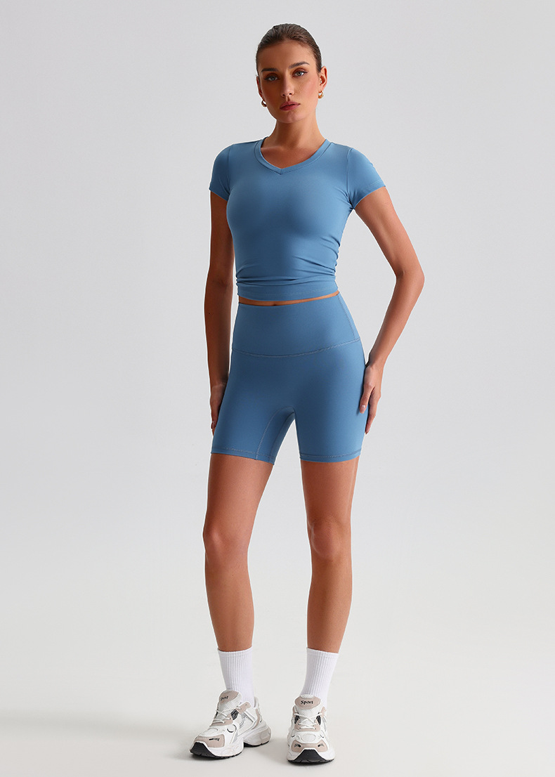 Sports Short - Sleeve Tight Fitted Outerwear Yoga Sweatpants Set SKL-LQ0199