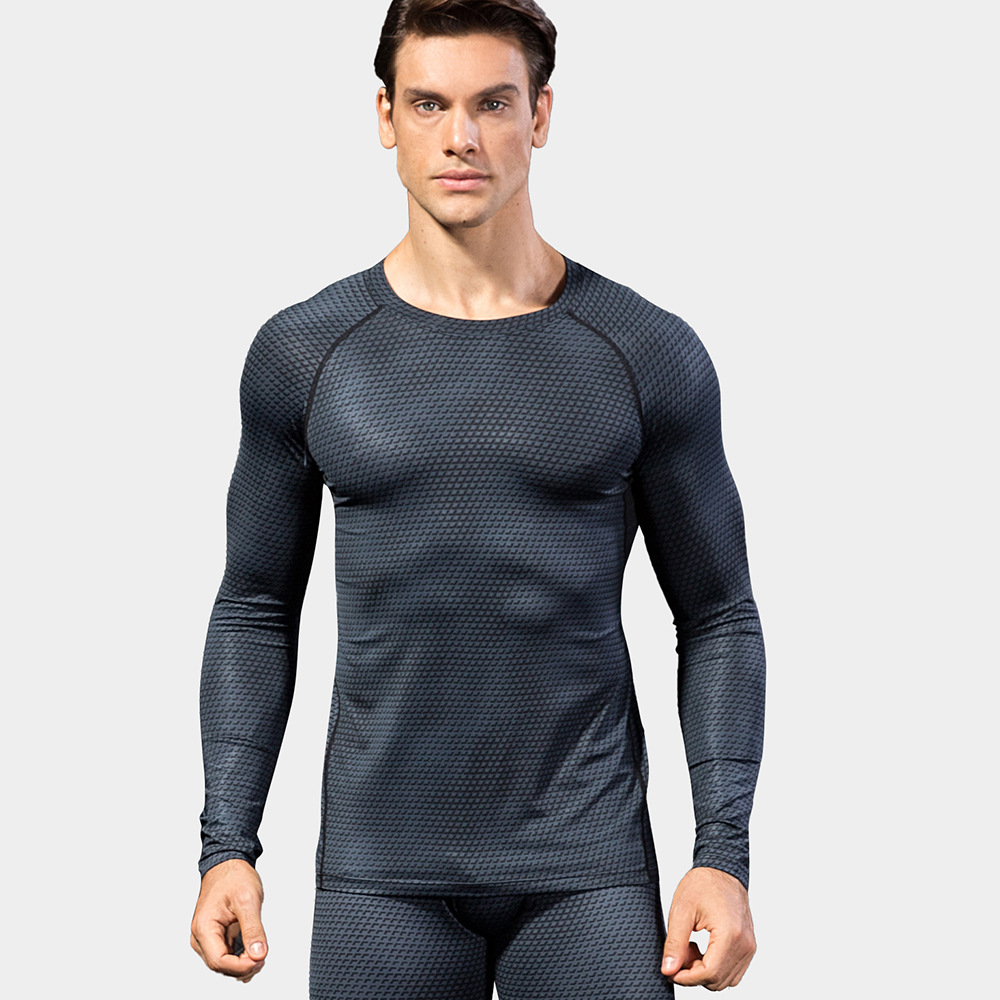 Men's Stretchy Sweat-Wicking Quick-Dry Fitness Long-Sleeved Shirt 4029