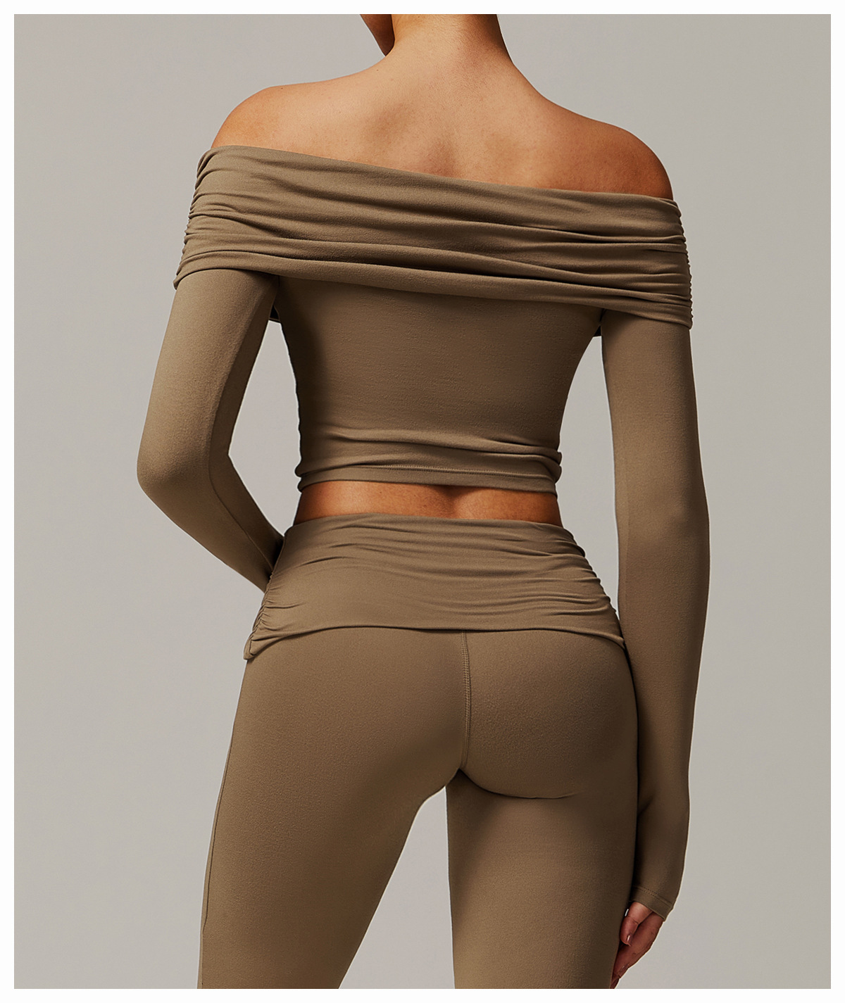 Off-the-shoulder Long-sleeved Yoga Wear 9152